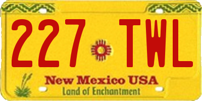 NM license plate 227TWL