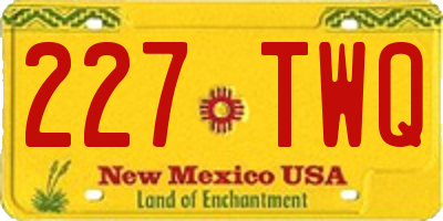 NM license plate 227TWQ