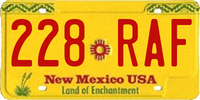 NM license plate 228RAF