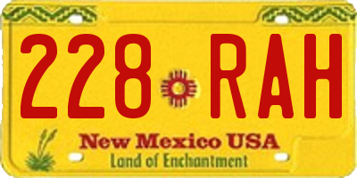 NM license plate 228RAH