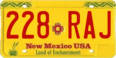 NM license plate 228RAJ