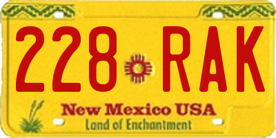 NM license plate 228RAK