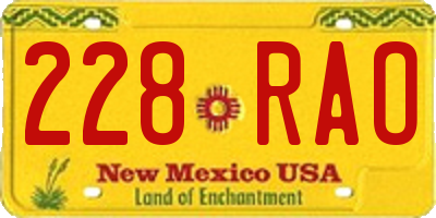 NM license plate 228RAO