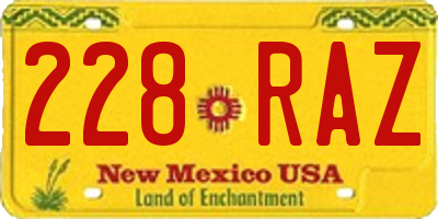 NM license plate 228RAZ
