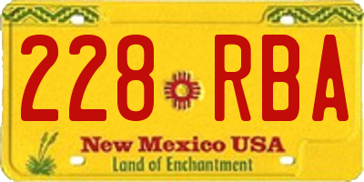 NM license plate 228RBA