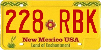 NM license plate 228RBK