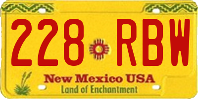 NM license plate 228RBW