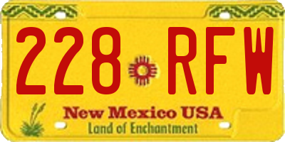 NM license plate 228RFW