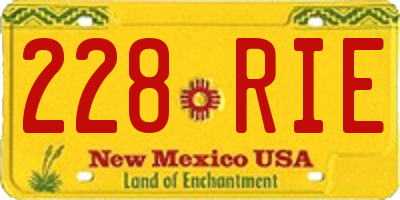 NM license plate 228RIE