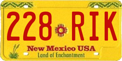 NM license plate 228RIK