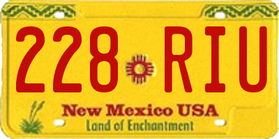 NM license plate 228RIU