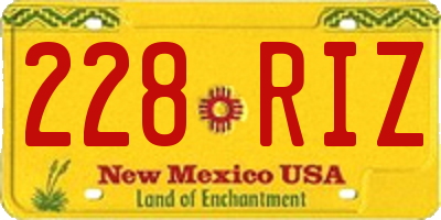 NM license plate 228RIZ