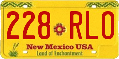 NM license plate 228RLO