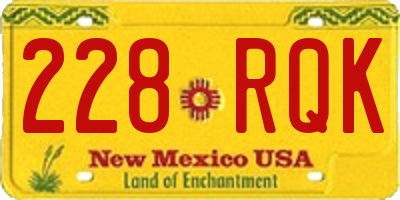 NM license plate 228RQK