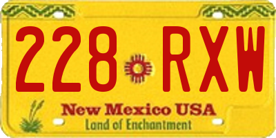 NM license plate 228RXW