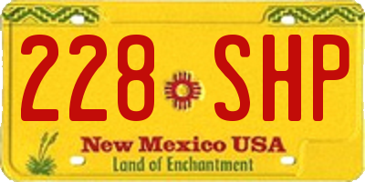 NM license plate 228SHP