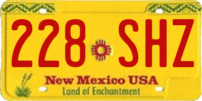 NM license plate 228SHZ