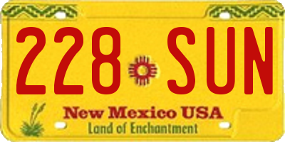 NM license plate 228SUN