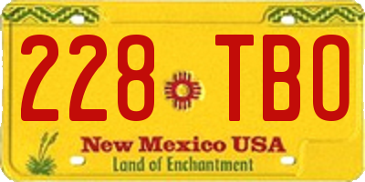 NM license plate 228TBO