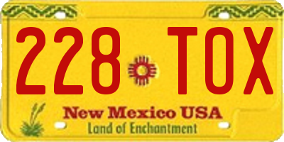 NM license plate 228TOX