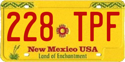 NM license plate 228TPF