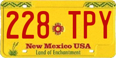 NM license plate 228TPY