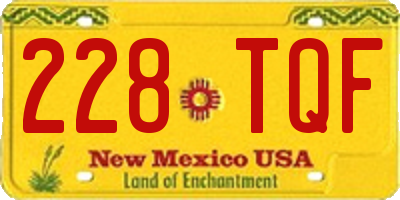 NM license plate 228TQF