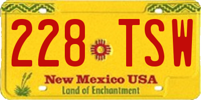 NM license plate 228TSW