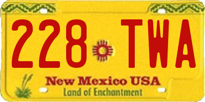 NM license plate 228TWA