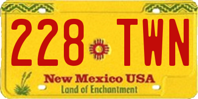 NM license plate 228TWN