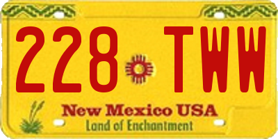 NM license plate 228TWW