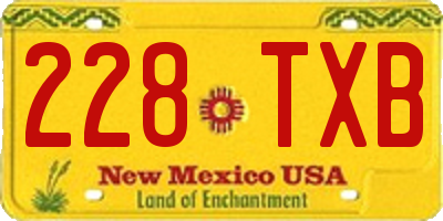 NM license plate 228TXB