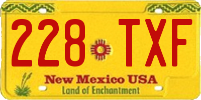 NM license plate 228TXF