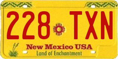 NM license plate 228TXN