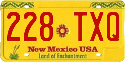 NM license plate 228TXQ