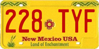NM license plate 228TYF