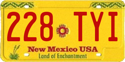 NM license plate 228TYI