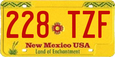 NM license plate 228TZF