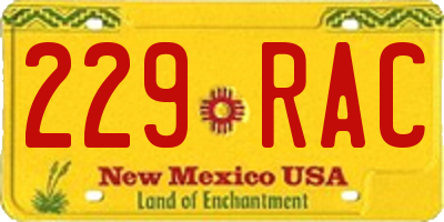 NM license plate 229RAC