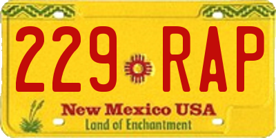 NM license plate 229RAP