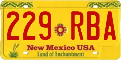 NM license plate 229RBA