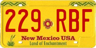 NM license plate 229RBF