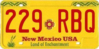 NM license plate 229RBQ