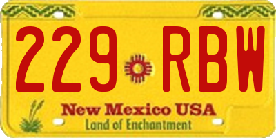 NM license plate 229RBW