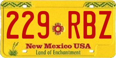 NM license plate 229RBZ