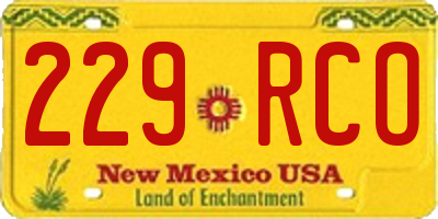 NM license plate 229RCO