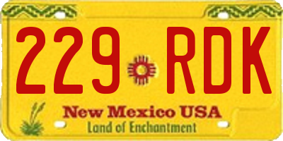 NM license plate 229RDK
