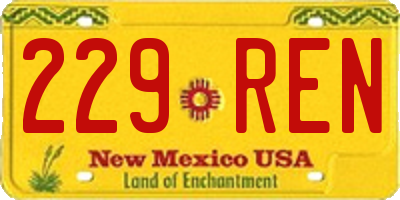 NM license plate 229REN