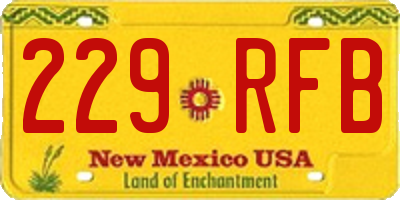 NM license plate 229RFB