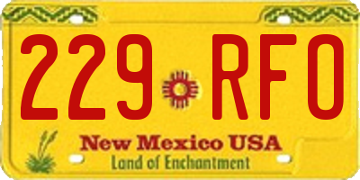 NM license plate 229RFO